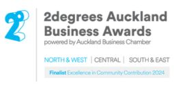 2degrees Auckland Business Awards — Finalist, Excellence in Community Contribution 2024
